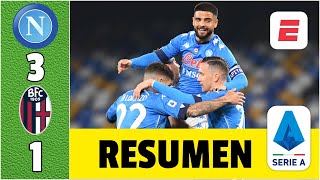 Napoli 31 Bologna Doblete de Insigne y gol de Osimhen Napoli está a 2 puntos de Europa  Serie A [upl. by Ahsekram]