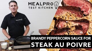 Chef Makes Brandy Peppercorn Sauce for Steak Au Poivre [upl. by Siletotsira]