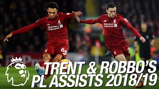 All of Trent AlexanderArnold and Andy Robertsons 23 Premier League assists in 201819 [upl. by Aillicsirp233]