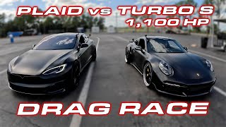 1000 HP Porsche Turbo S vs Tesla Plaid and World Record McLaren Spider 14 Mile [upl. by Holmes920]