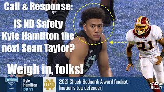 Insane ND Freak Safety Kyle Hamilton the next Sean Taylor  Combine numbers not too dissimilar [upl. by Airreis]