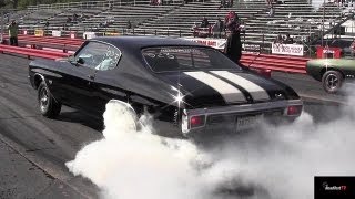 Ram Air IV GTO vs Chevelle SS 454 LS6  14 mile Drag Race Video and Massive Burnout  Road Test® [upl. by Rumery]