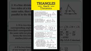 Triangles class 10  Triangles important theorems  Theorems triangles boards trending [upl. by Mahseh557]