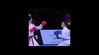 Gyaku more fast Than Ura Mawashi  Karate female kumite shorts karate wkf ziyagha martialarts [upl. by Dralliw]