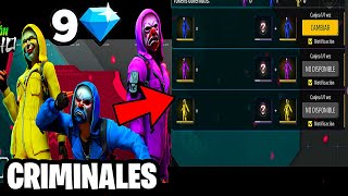 SACANDO TODOS LOS CRIMINALES EN LA RULETA DE TOKENS CRIMINAL FREE FIRE CON 9 DIAMANTES [upl. by Kannav]