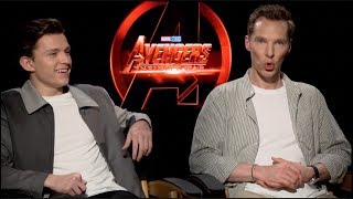 AVENGERS INFINITY WARS Interviews Tom Holland and Benedict Cumberbatch [upl. by Torrell]