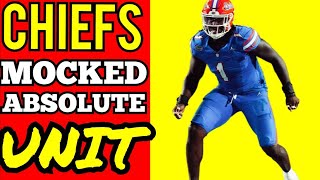 ABSOLUTE UNIT MOCKED TO KC 2025 NFL MOCK DRAFT Kansas City Chiefs News Today [upl. by Salene]