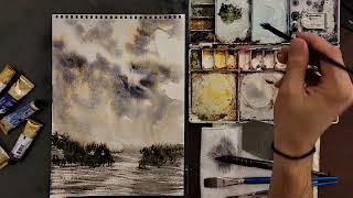 Watercolor Painting abstract landscape vasilvasilevart [upl. by Ethelda]