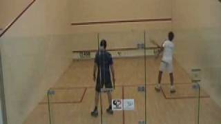 Karim Darwish World 1 Squash plays SquashRacketball Coach Tim Bacon [upl. by Enitnelav]