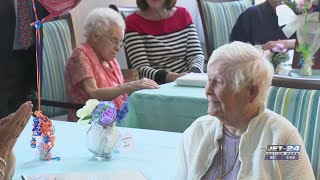 Three centenarians honored at local senior living center with special citations [upl. by Lahcim617]