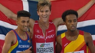 Jakob Ingebrigtsen wins 5000m FINAL U20 CHAMPIONSHIPS  GROSSETO 2017 [upl. by Ahsenad92]