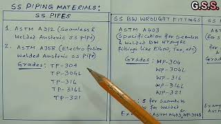 Piping Engineering  Stainless Steel Piping Materials as per ASTM amp DIN EN Standards [upl. by Salocin]