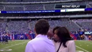 Pam Oliver  Reporter hit in the face with football  Slow mo and replay added [upl. by Fiedler554]