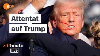 Attentat auf Donald Trump Was bisher bekannt ist  ZDFheute live [upl. by Kwabena68]