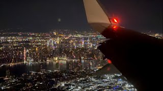 Spectacular Night Landing at New York City LaGuardia Airport LGA [upl. by Annawaj]