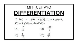 Differentiation  Class 12  MHT CET PYQ [upl. by Miyasawa]