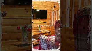 Cosy Log Cabin Vibes  Camping Cabins glamping logcabin [upl. by Anaibib840]