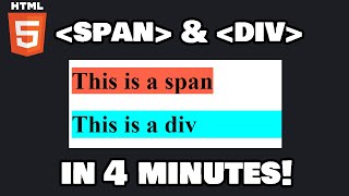 Learn HTML span amp div in 4 minutes 🏁 [upl. by Hannahoj]