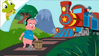 Piggy on the railway picking up stones [upl. by Brufsky]