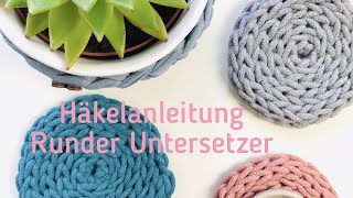 DIY Häkelanleitungen runder Untersetzer in Kettmaschenoptik  Maschenherz [upl. by Busey]