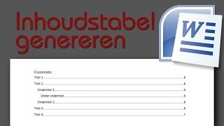 Cursus Word Les 3 De Inhoudstabel Automatisch Genereren [upl. by Ttreve719]