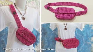 Crochet  Tutorial Waist Belt Crochet Bag  Tas Pinggang Rajut [upl. by Dorcea799]