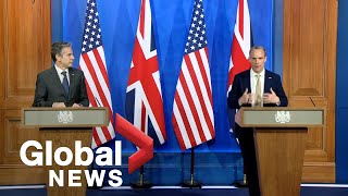 US Secretary of State Blinken UK Foreign Secretary Raab outline shared priorities at G7 [upl. by Gasparo]