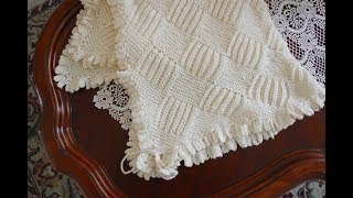 This is a blind tutorial How to knit C2C Brioche Stitch and Garter Stitch Baby Blanket with flowers [upl. by Zucker]