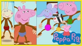 Peppa Pig Cinco macaquinhos pulando na cama em Português [upl. by Macguiness]