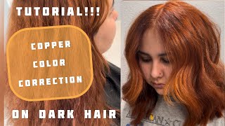 TUTORIAL  Copper Color Correction on DARK HAIR [upl. by Ataner765]