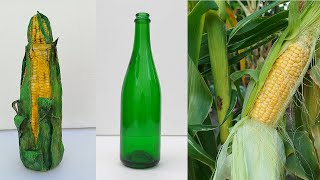 Glass Bottle Art idea Corn bottle decoration [upl. by Gnouhk932]