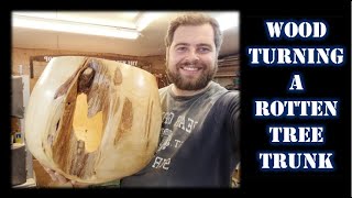 Woodturning the tree trunk bowl [upl. by Irrehc]