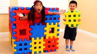 Wendy Pretend Playing with Colored Toy Blocks [upl. by Terencio895]