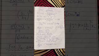 Decomposition of acetaldehyde as 32 or 12 order reactionmscnotes handwrittennotes viralshort [upl. by Olifoet]