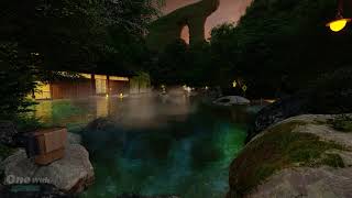 Japanese Onsen ASMR Ambience ♨️ ⛩️ Natural Hot Spring for Relax Sleep Or Study [upl. by Zephan]