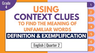 Context Clues Definition and Exemplification  English 4 Q2 Week 1 [upl. by Kcinom]