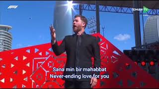 National Anthem of Azerbaijan F1 2024  LYRICS amp TRANSLATION Nadir Rüstəmli Formula 1 Azerbaijan GP [upl. by Nickey]