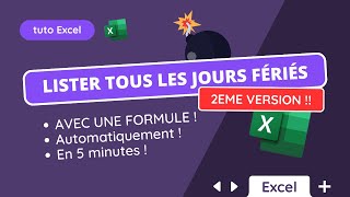 Lister automatiquement tous les jours fériés en France sur Excel avec une formule [upl. by Clayborne]