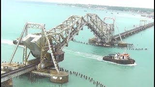 Pamban Rail Bridge Rameshwaram Opens up for Ship Crossing [upl. by Osrock138]