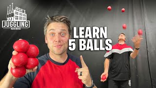 How To Juggle 5 Balls Juggling Tutorial [upl. by Allerim700]