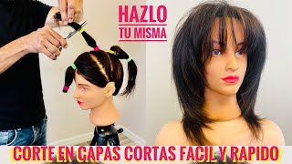 Corte en Capas Cortas Facil y Rapido Hazlo Tu Misma [upl. by Maurita395]