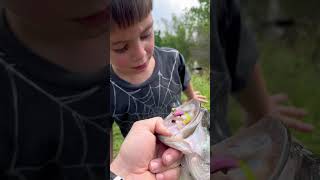 Dax man with the catch of the day largemouthbass bass fishing prouddad kidsfishing fishvideo [upl. by Leighland]