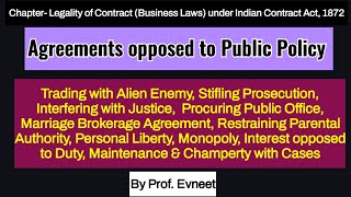 Agreements Opposed to Public Policy in Business Law  CA FoundationAgreements Against Public Policy [upl. by Wilonah105]