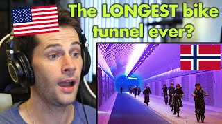 American Reacts to Norway’s Fyllingsdalen Bike Tunnel [upl. by Tegan]