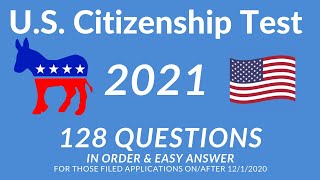 US Citizenship Test 2021  128 Questions  In Order amp Easy Answer  Biden amp Harris [upl. by Ocirema]