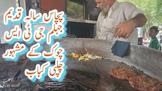 50 years old Famous Chapli Kabab at GTS Chowk Jhelum  Street Food in Jhelum [upl. by Nelluc]