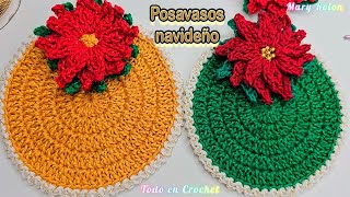 😍 Crochet Navideño 😍 Lindos posavasos tejidos a ganchillo patrón navideño paso a paso [upl. by Attiuqram55]