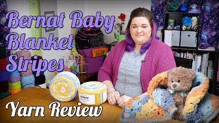 Bernat Baby Blanket Stripes Yarn Review [upl. by Suravat822]