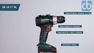 Présentation perceuse à percussion METABO SB18LT BL Vue à 360°  Côté Brico [upl. by Ilowell]