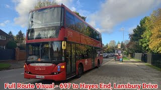 Full Route Visual  London Bus Route 697  Douay Martyrs School to Hayes End  SP40041 YT09BKA [upl. by Anaihsat]